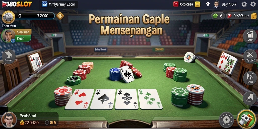 Screenshot gameplay seru dari 380SLOT yang menampilkan kartu Gaple.