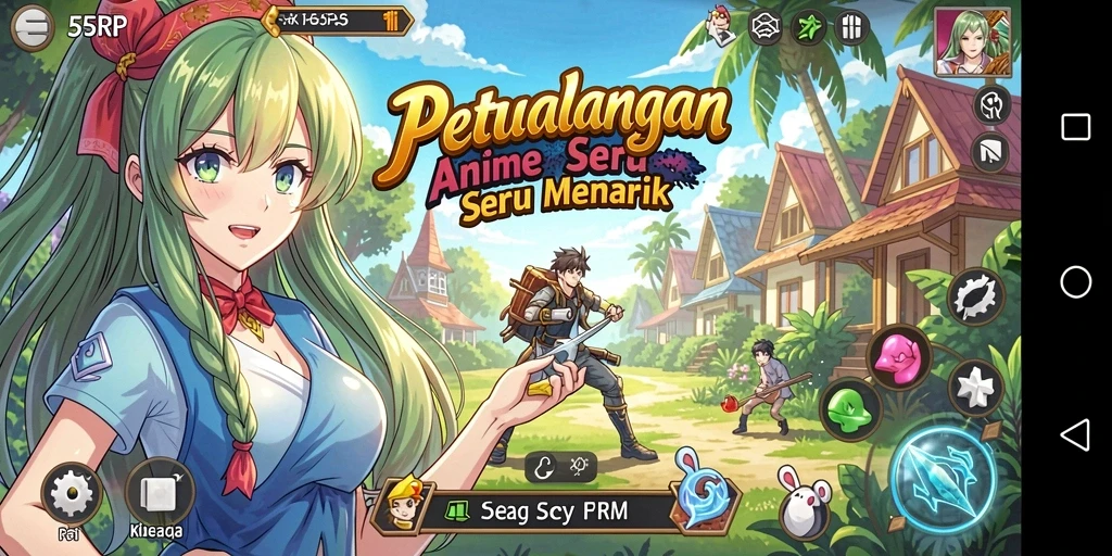Tampilan gameplay 55RP yang penuh aksi Anime.