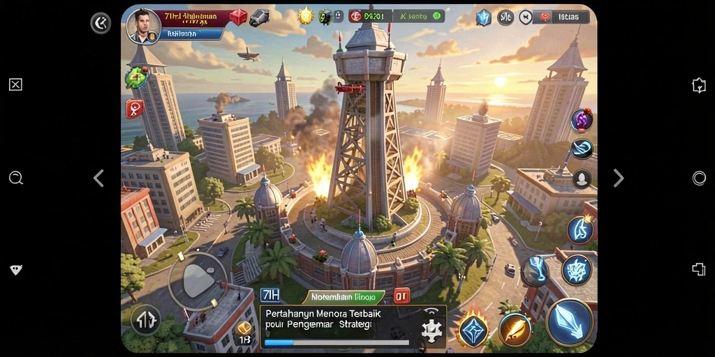 Gameplay mendebarkan dalam Tower Defense 71H yang menantang.