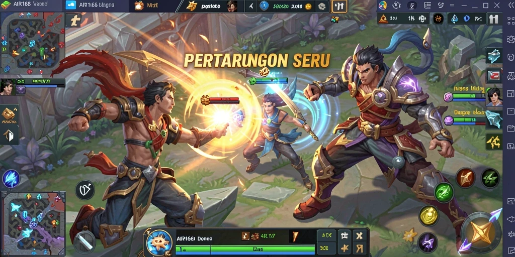 Gameplay aksi seru dalam AIR168 dengan pertarungan tim.