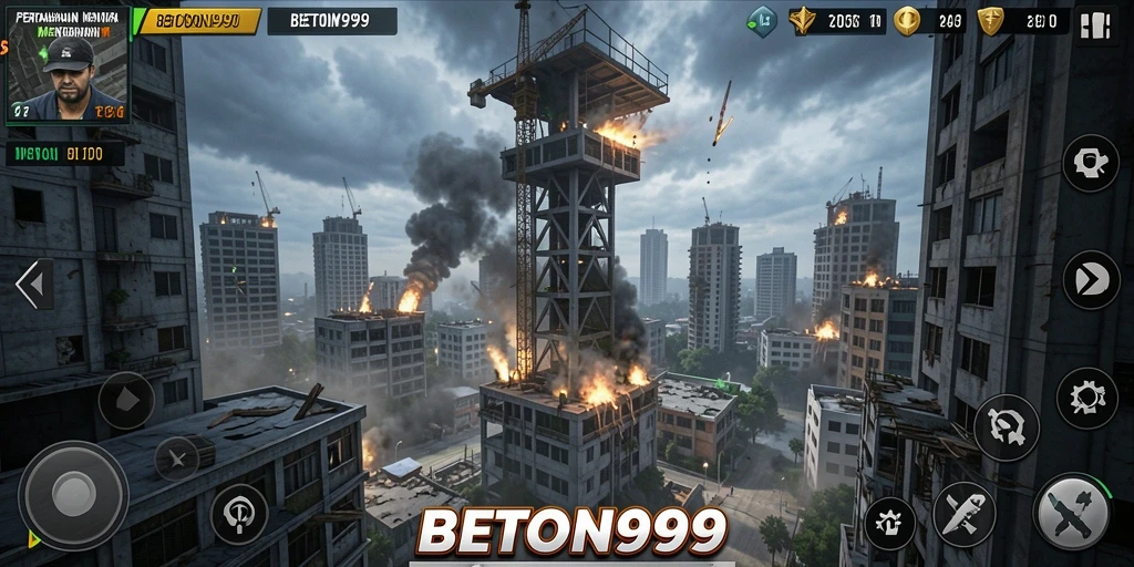 Tangkapan layar BETON999 menampilkan pertempuran menegangkan di Tower Defense.