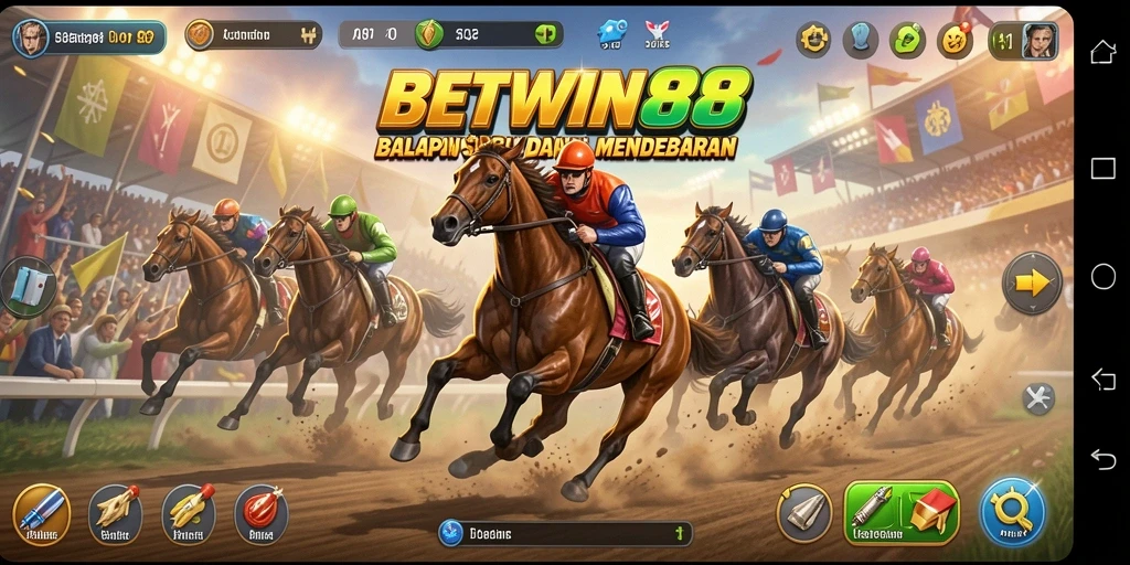 Gameplay BETWIN88 dengan balapan yang mendebarkan dan mobil kencang.