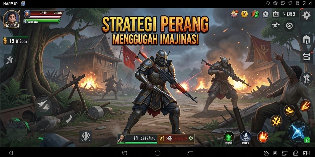 Screenshot dari gameplay <strong>HARAPJP</strong> menunjukkan momen strategis dalam pertempuran.