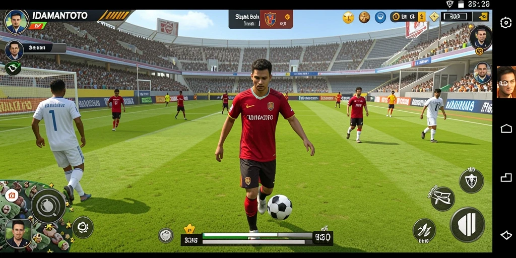 Tangkapan layar menampilkan momen seru dalam permainan sepak bola IDAMANTOTO.