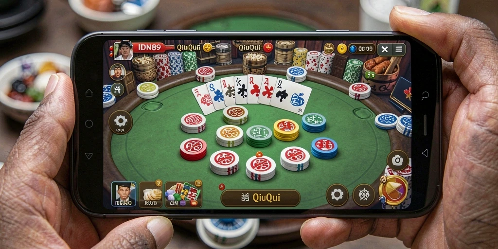 Tangkapan layar gameplay QiuQiu di IDN89 yang mendebarkan.