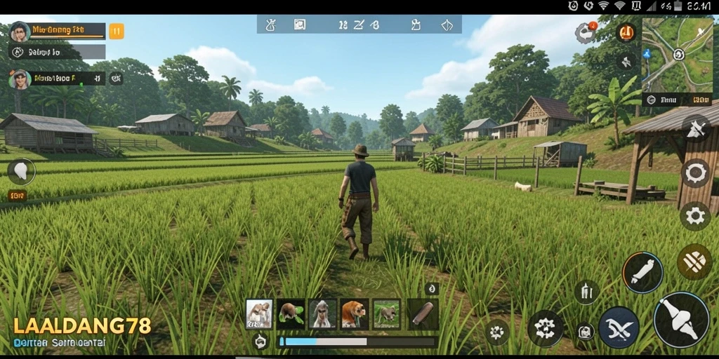Screenshot LADANG78 menunjukkan gameplay santai yang penuh tantangan.