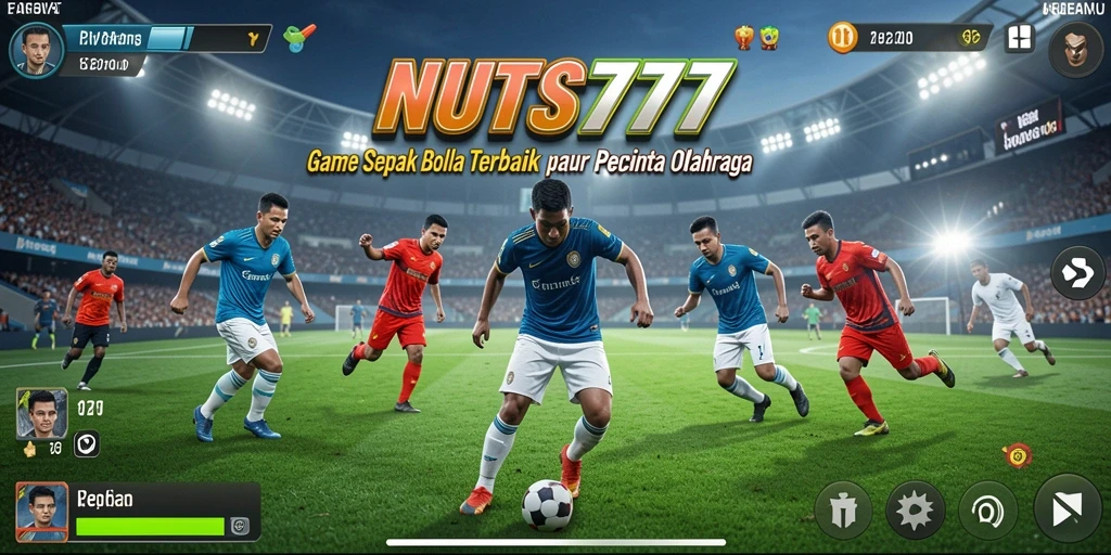 Gameplay mendebarkan dalam NUTS777 menunjukkan aksi sepak bola nyata.