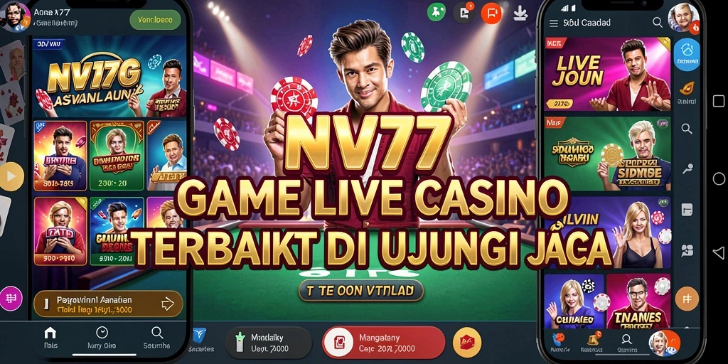 Screenshot gameplay NV77 menampilkan dealer langsung dalam suasana kasino yang mengasyikkan.