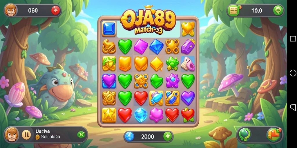 Screenshot OJA89 menampilkan gameplay seru dengan visual menarik dari permainan Match-3.