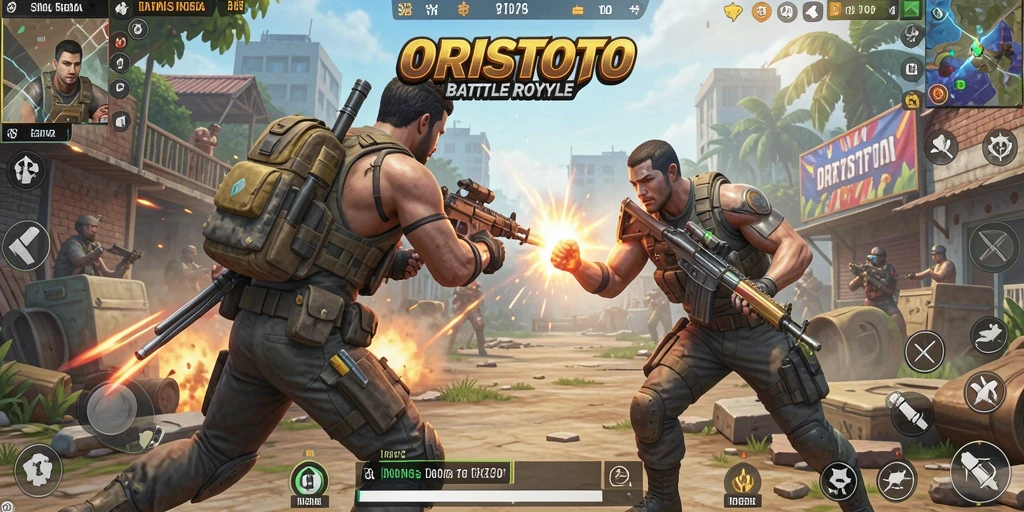 Gameplay seru di ORISTOTO dengan aksi Battle Royale mendebarkan.