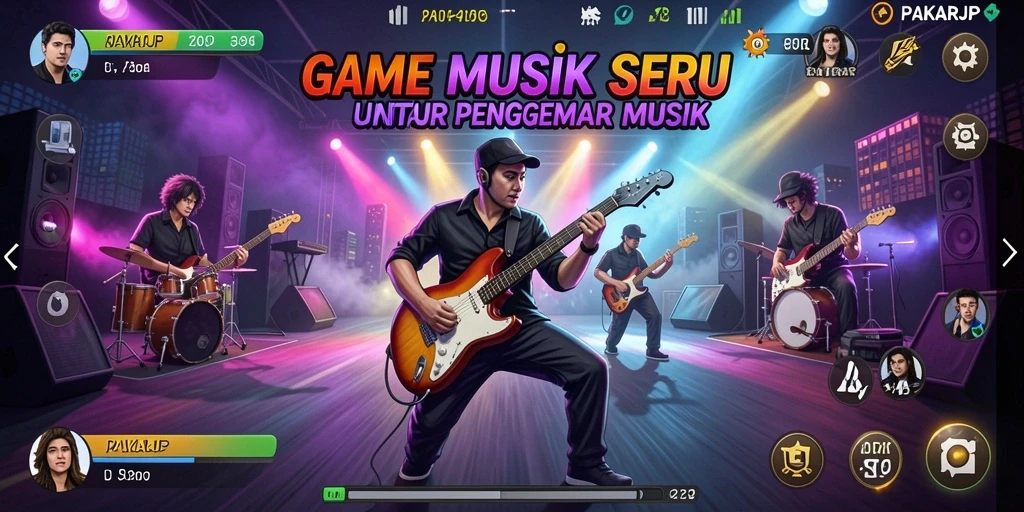 Screenshot gameplay PAKARJP yang menunjukkan serunya tantangan musik.