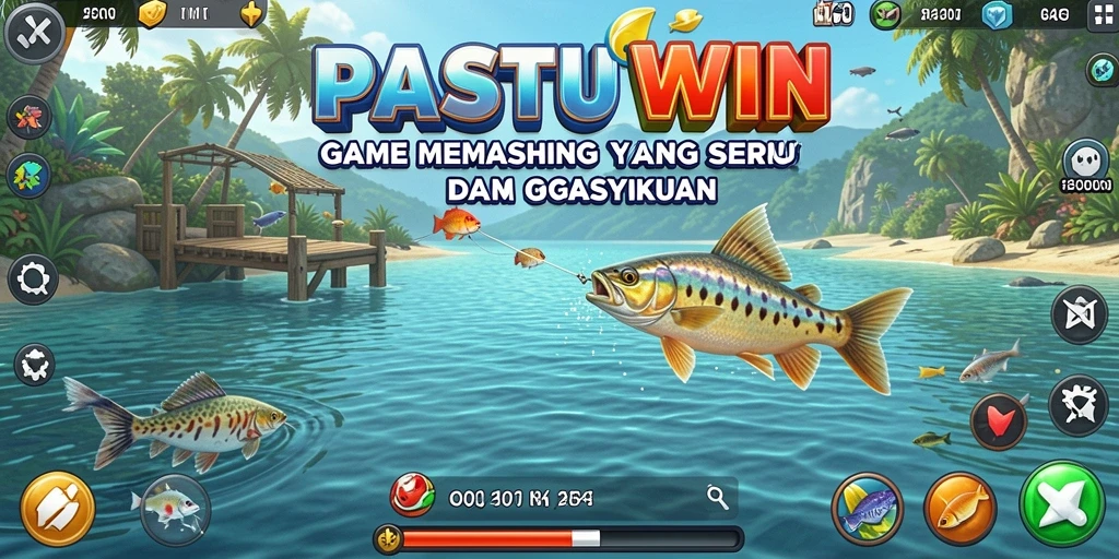 Tampilan gameplay PASTIWIN yang penuh aksi memancing.
