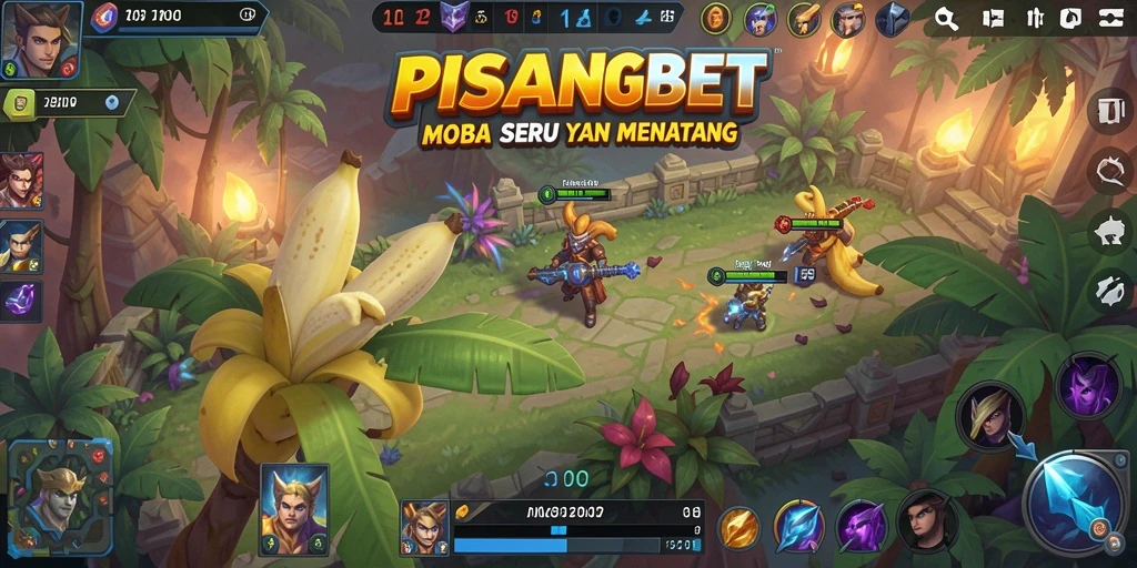 Tampilan gameplay seru PISANGBET di arena pertempuran MOBA.