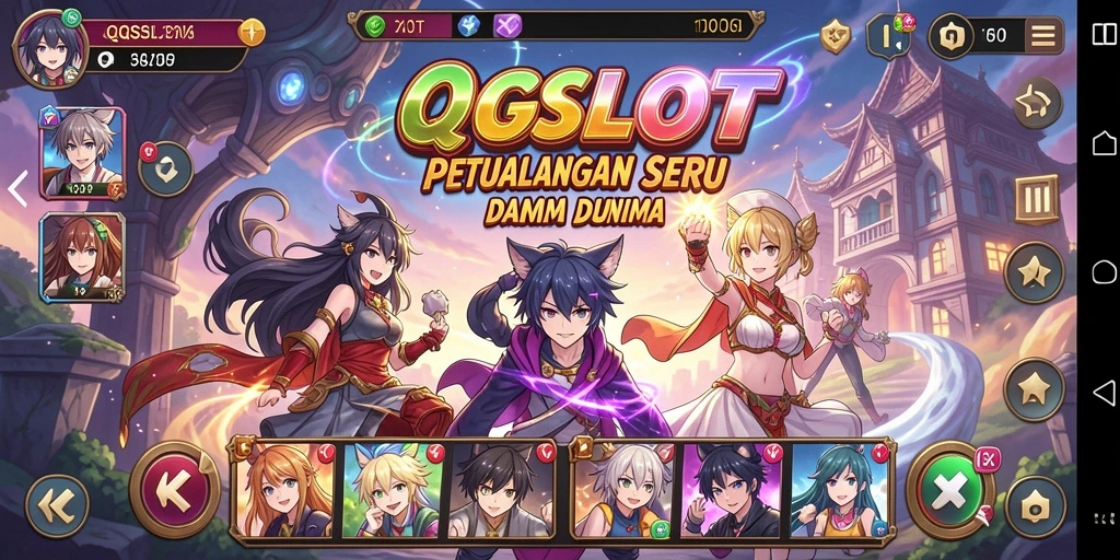 Screenshot gameplay QQSLOT dengan karakter anime yang menarik.