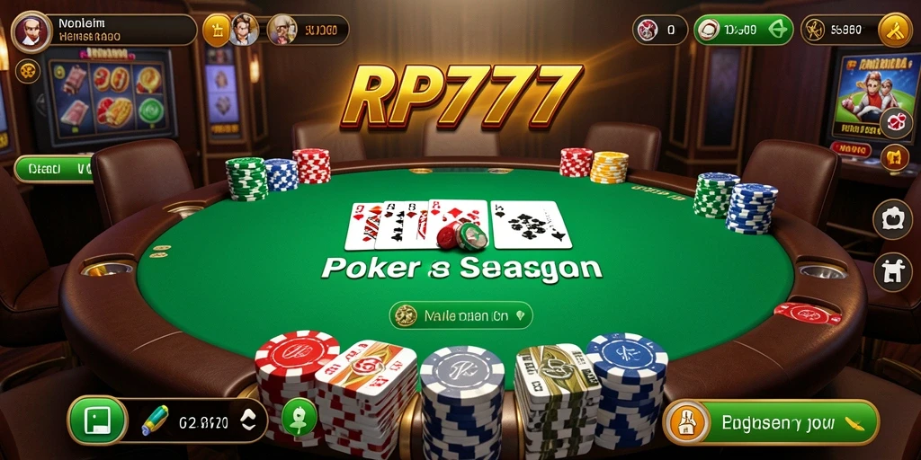 Screenshot gameplay RP777 menampilkan atmosfer poker yang seru dan kompetitif.