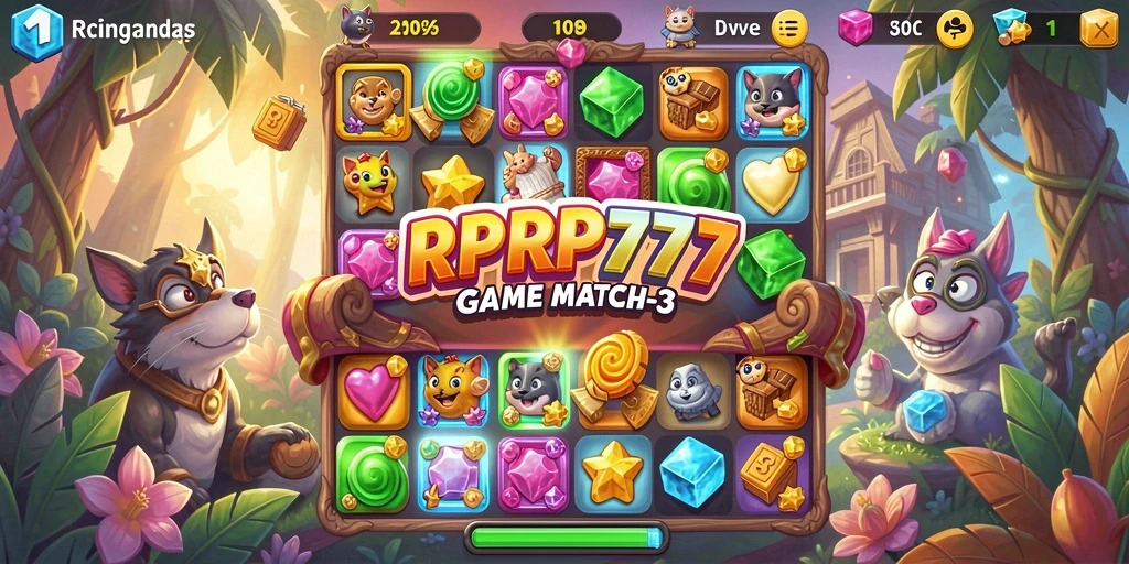 Tampilan gameplay RPRP777 dengan aksi Match-3 yang seru.