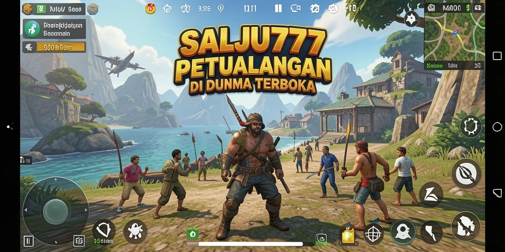 Screenshot menampilkan eksplorasi petualangan dalam game Open World SALJU777.