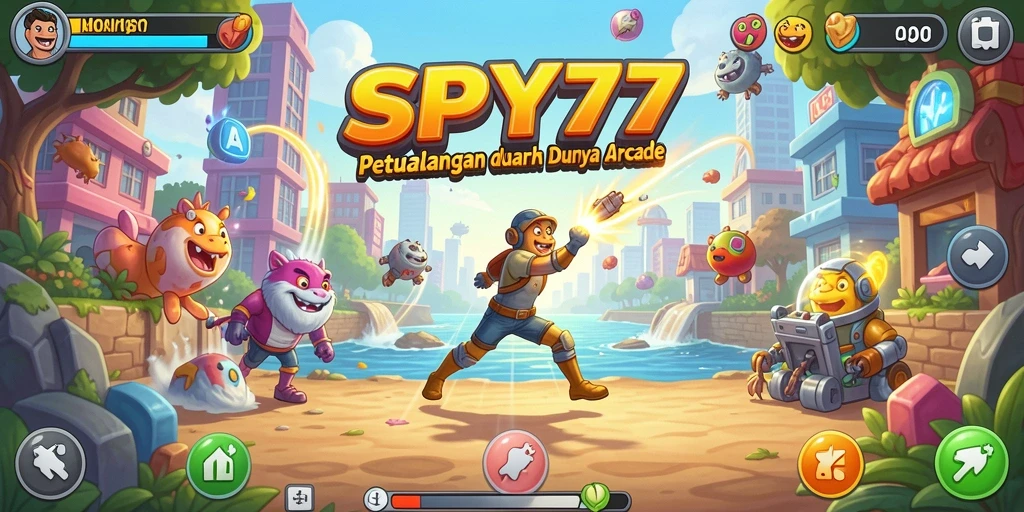 Screenshot SPY77 menampilkan aksi seru dalam permainan Arcade.