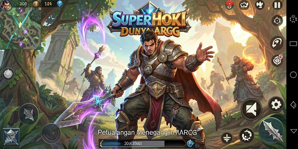 Tampilan gameplay SUPERHOKI yang memukau dan interaktif dalam pertempuran.