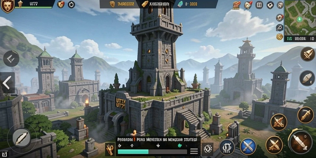 Tangkapan layar UT77 menampilkan aksi gameplay Tower Defense yang mendebarkan.