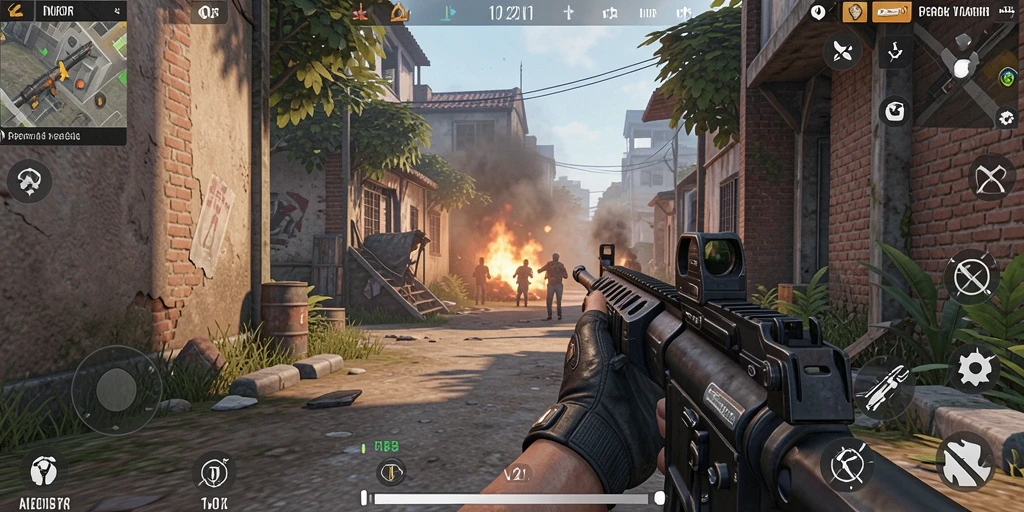 Gameplay V21 yang intens dan menegangkan di arena pertempuran.