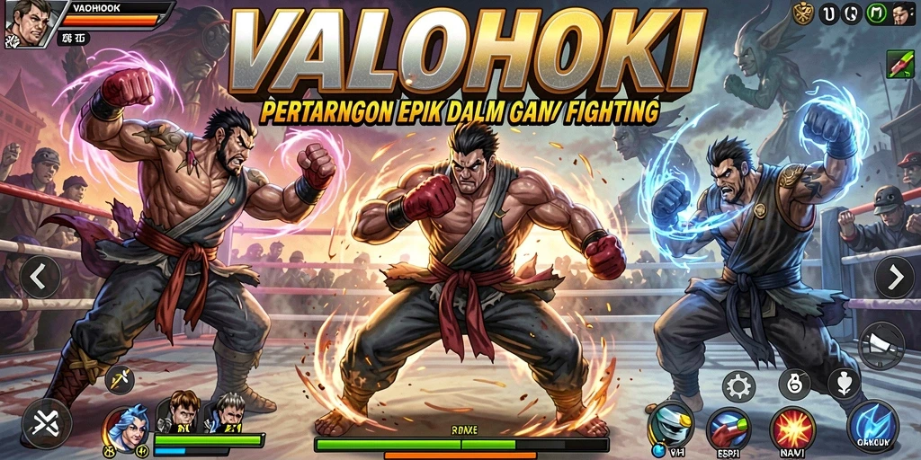 Screenshot gameplay VALOHOKI menampilkan aksi pertarungan seru dan karakter yang dinamis.