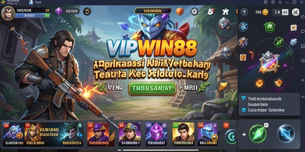 Tampilan antarmuka pengguna aplikasi VIPWIN88 yang menarik dan fungsional.